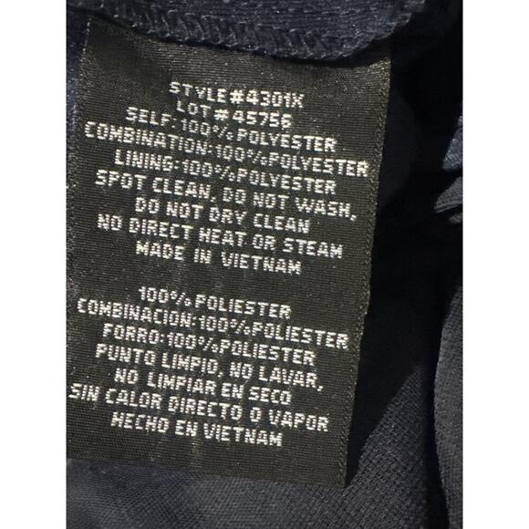 Xscape Beaded Sheer Flutter Sleeve Cascading Draped Waist Gown Navy Size 16 NWT - Picture 11 of 12